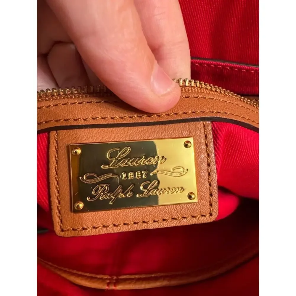Lauren Ralph Lauren Bermondsey Hobo Shoulder Bag Pebbled Leather Gold Buckle